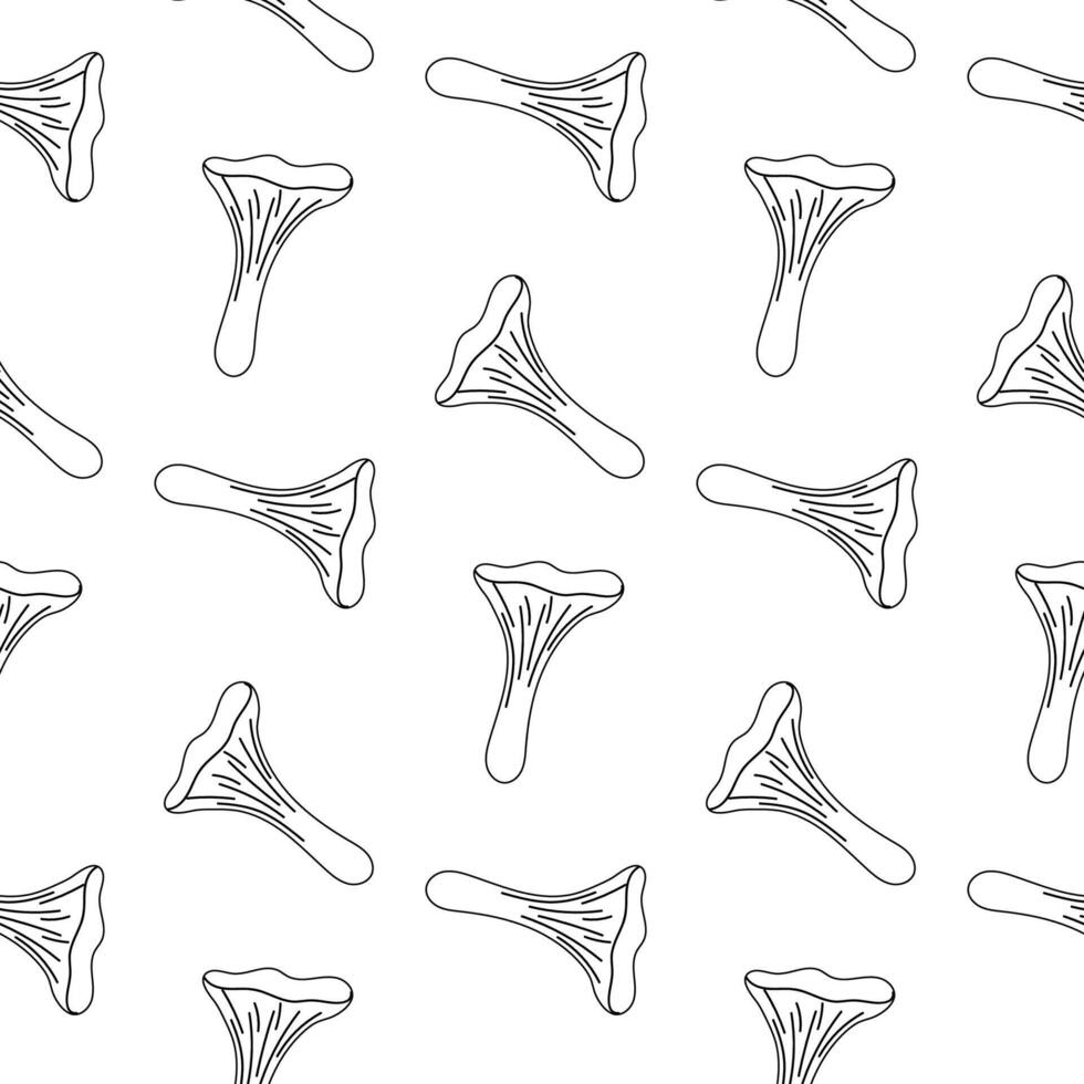 Chanterelle mushrooms illustrated in a repeated pattern on a white background, suitable for various design projects vector