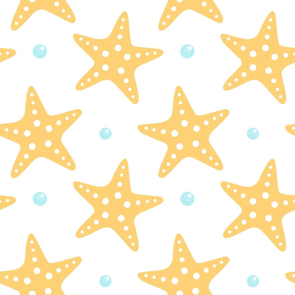 Seamless pattern with starfish. Starfish, summer background. Trendy pattern in flat style, design for wrapping paper, wallpaper, stickers, notebook cover. vector