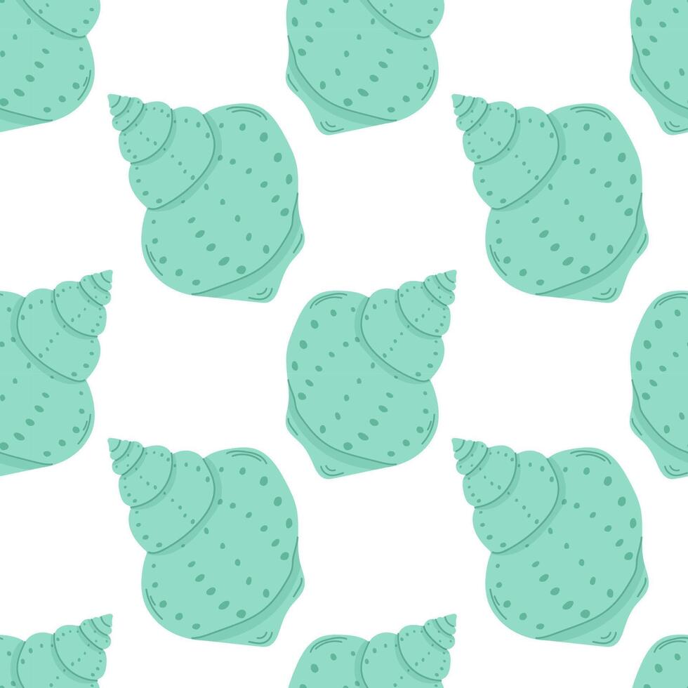 Seamless pattern shells on white background. Marine summer background. Trendy pattern in flat style, design for wrapping paper, wallpaper, stickers, notebook cover. vector