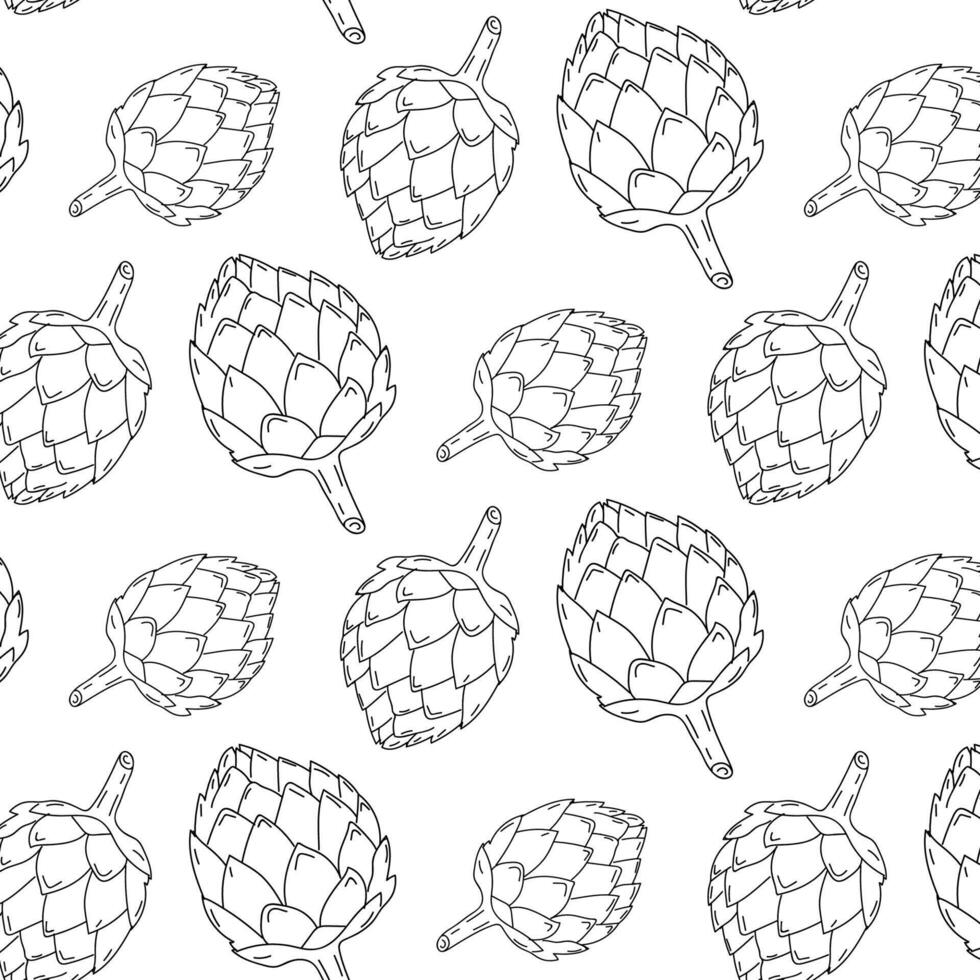 Artichoke pattern design featuring hand-drawn illustrations on a clean white background ideal for textiles or digital prints vector