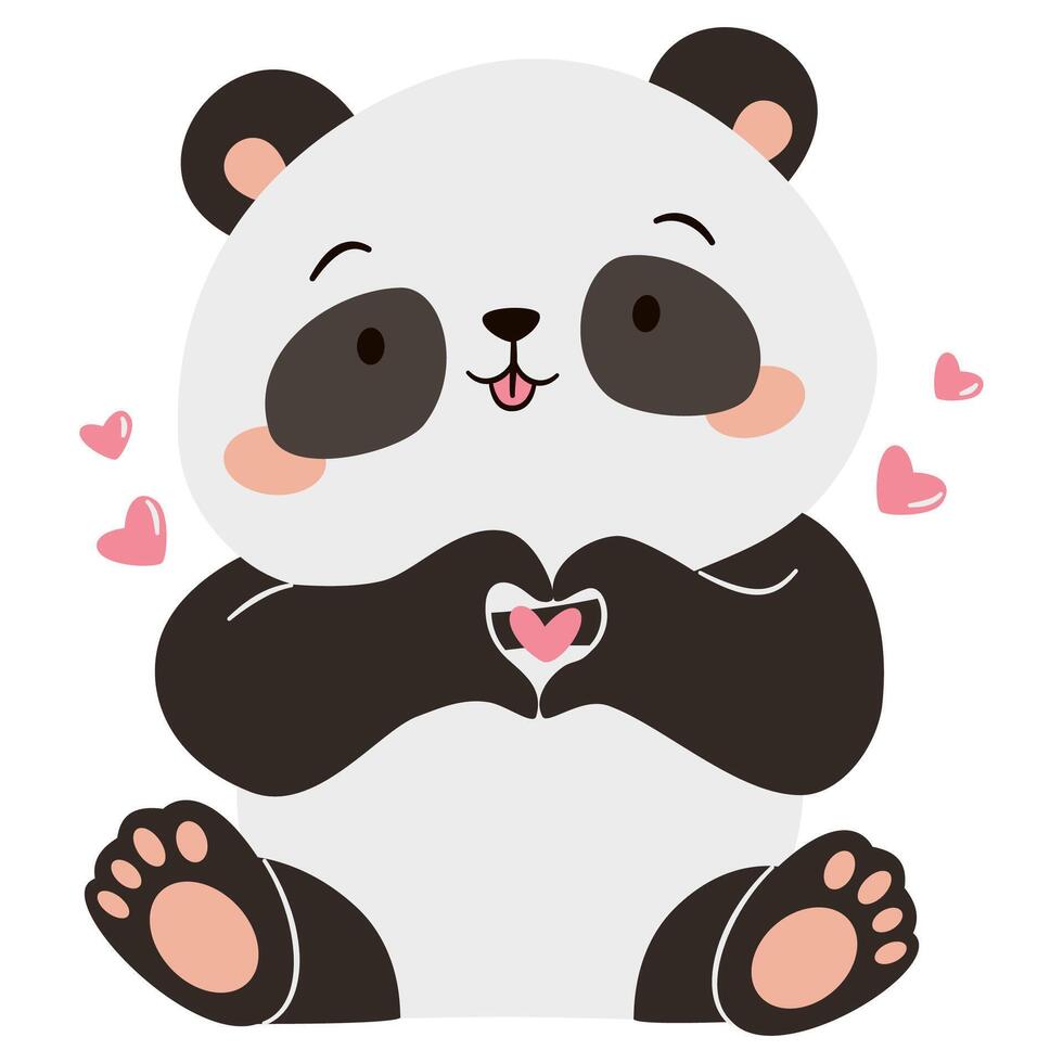 Cute in love showing heart sign with hands, valentine's day illustration. diplay Flat illustration in simple childish style vector