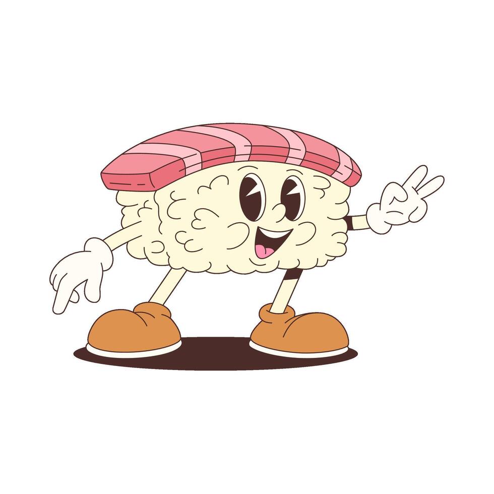 Funny Sushi Cartoon Mascot With Smiling Face For Japanese Food And Culinary Promotion Projects vector