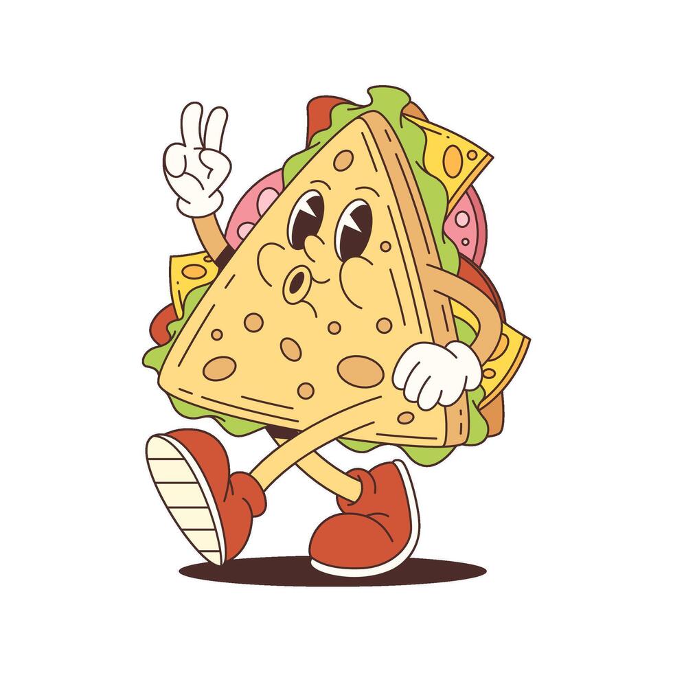 Quesadilla Character Mascot with Peace Gesture and Energetic Expression Cartoon vector