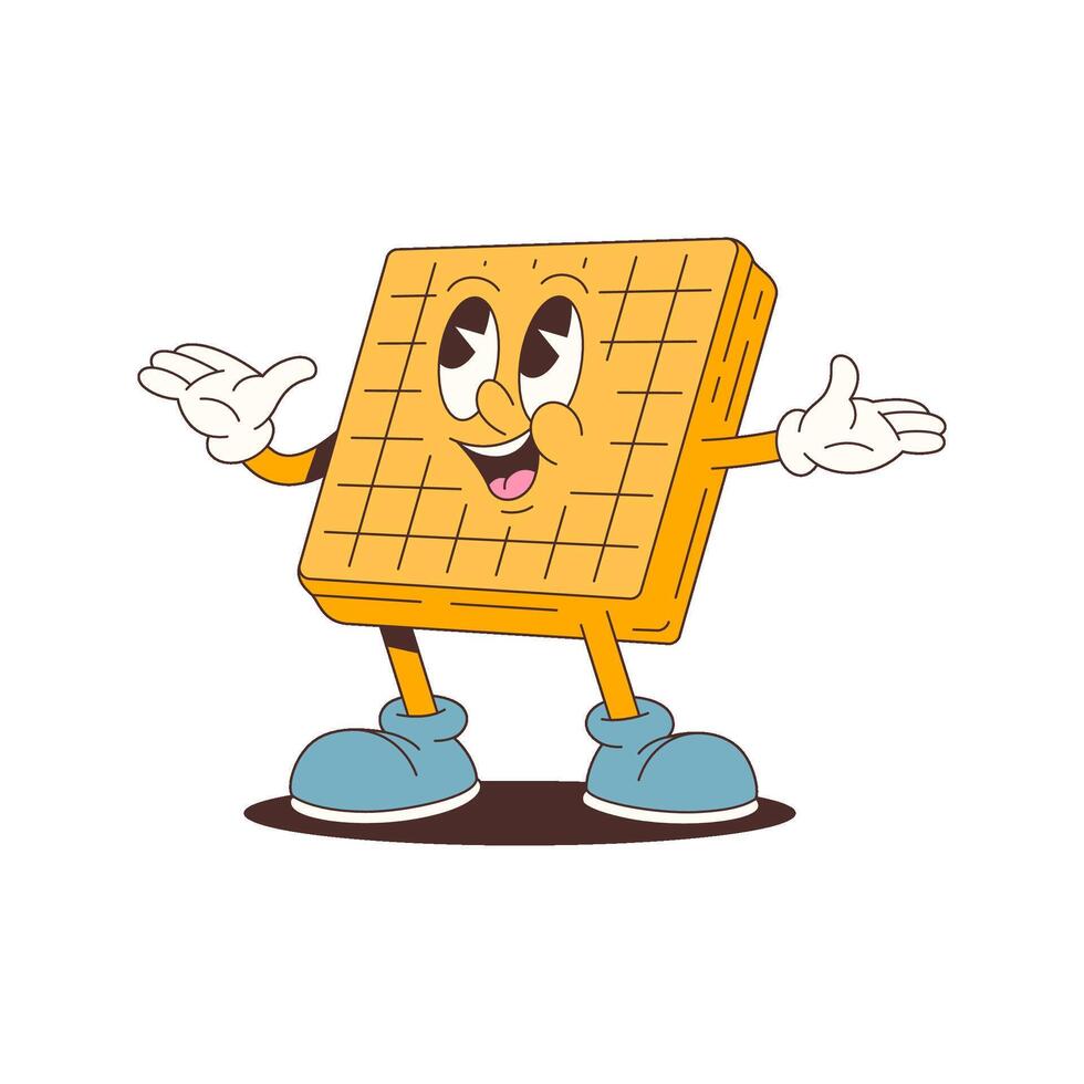 Smiling Waffle Mascot Character With Gloves And Shoes For Food Advertising And Fun vector