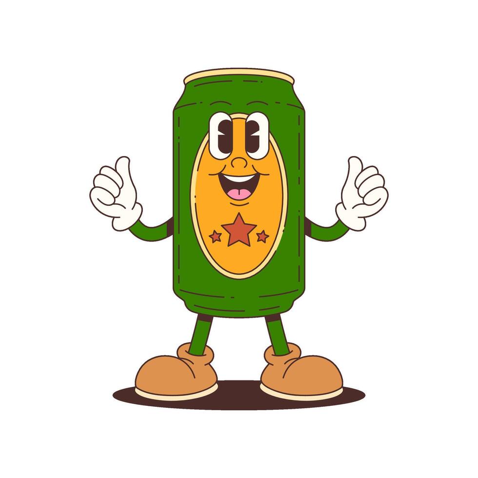 Cartoon Beer Can Mascot With Smile Star And Thumbs Up For Fun Advertising Projects vector
