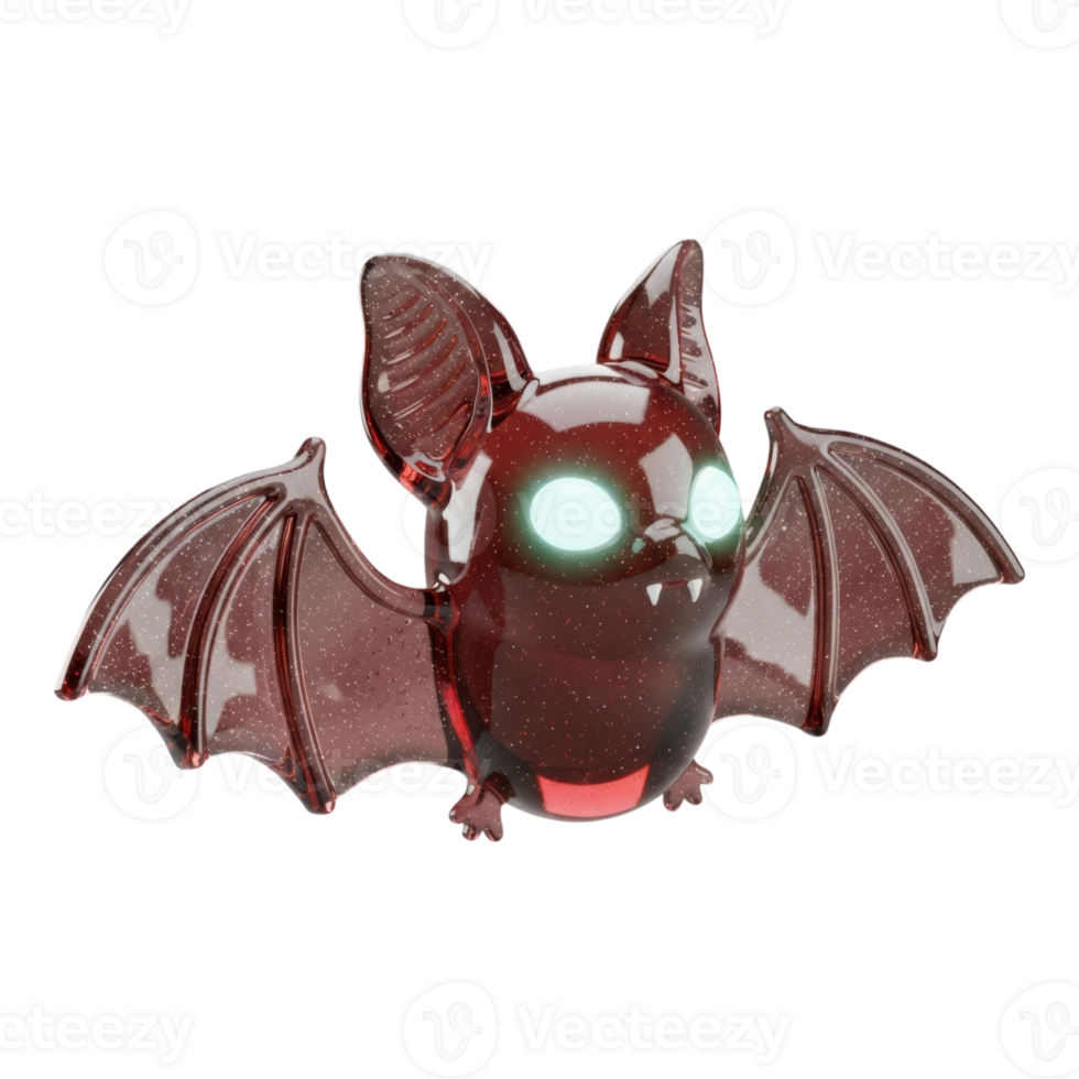 High Glossy Red Bat with Glowing Eyes 3D Render Transparent Background png