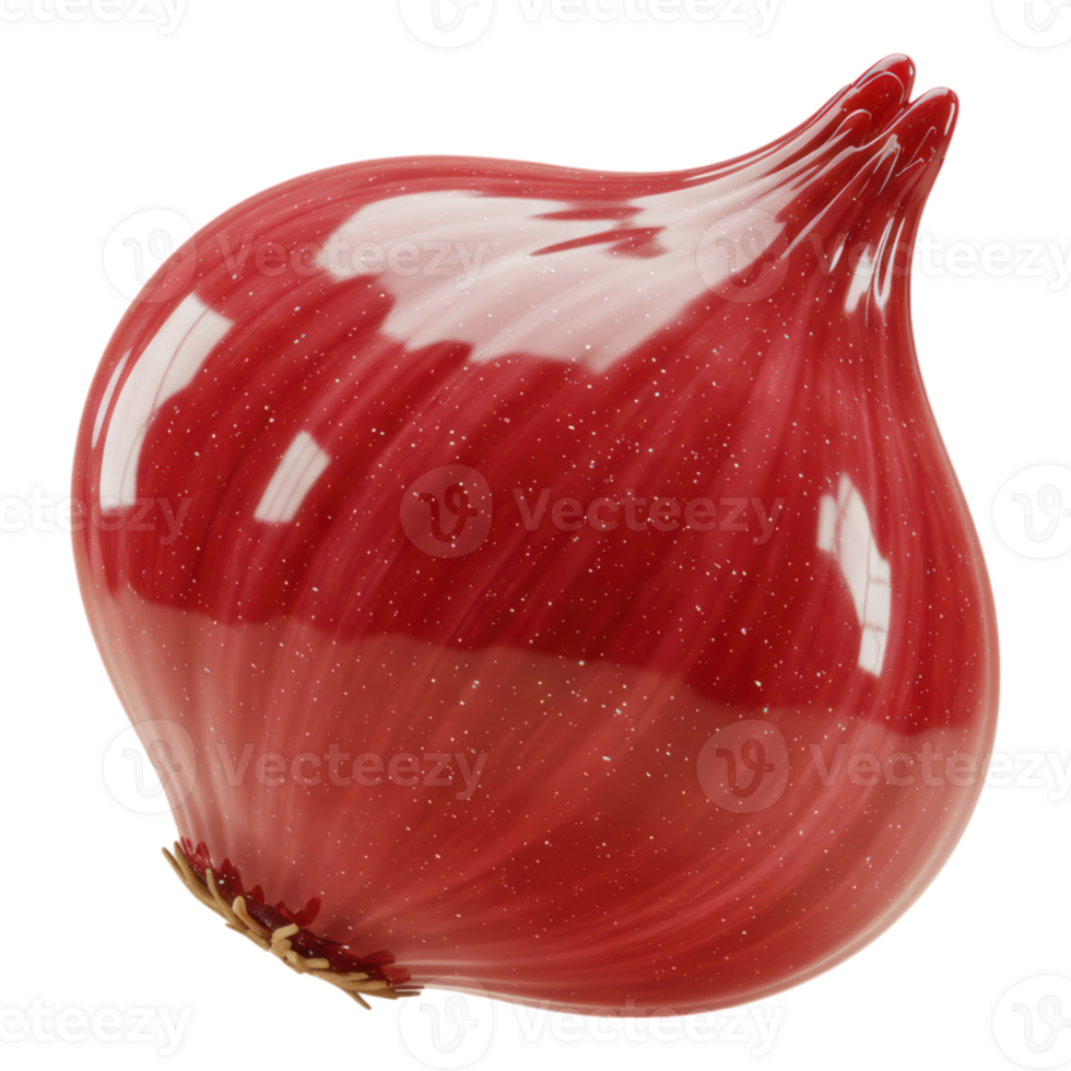 Vibrant Red Onion 3D Render with Transparent Background for Culinary Use png