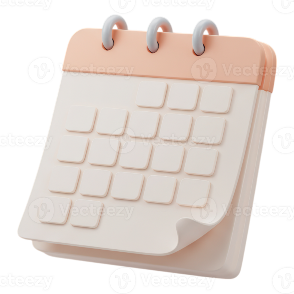 3D Calendar Page Transparent Background png