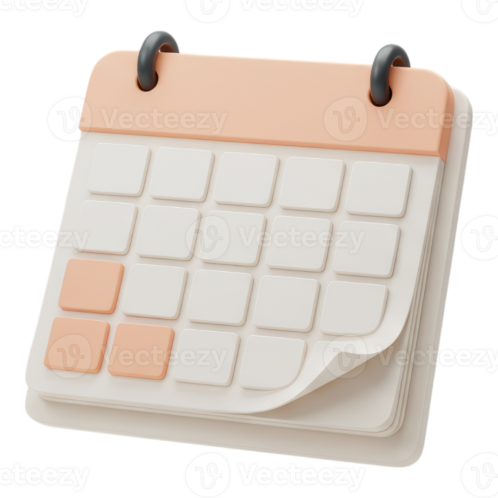 3D Calendar Page with Transparent Background png