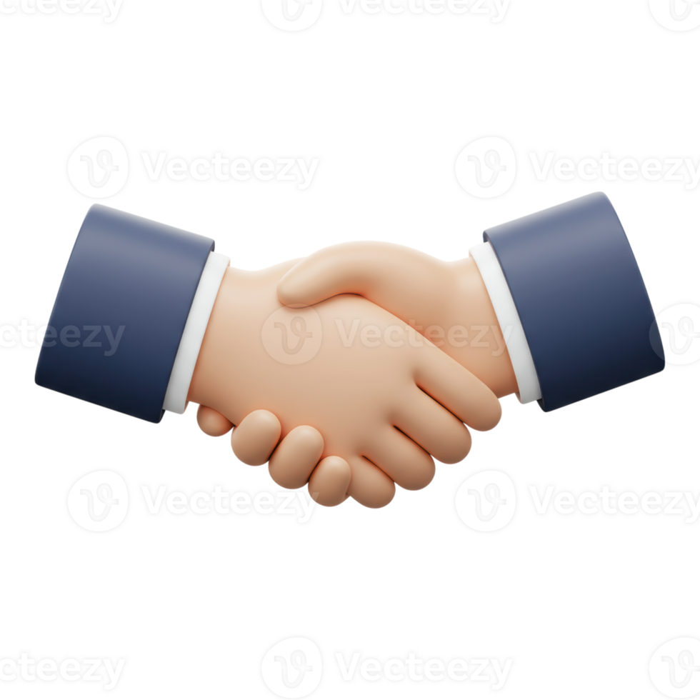 Professional 3D Handshake Icon with Transparent Background for Business Deal png