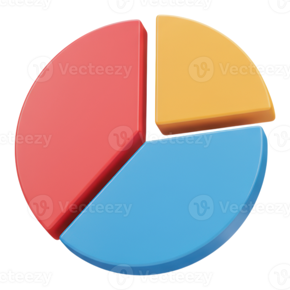 Vibrant 3D Pie Chart Transparent Background png