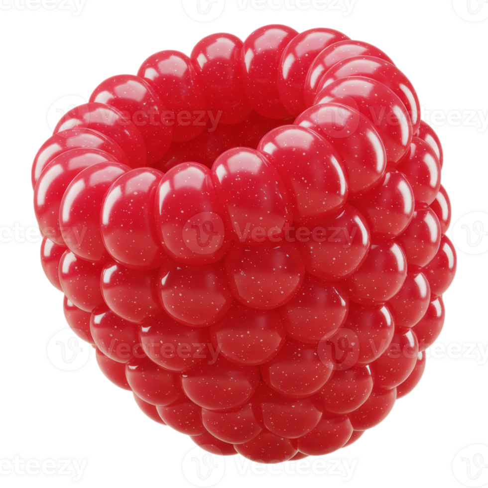 Vibrant Red Raspberry 3D Render Transparent Background png