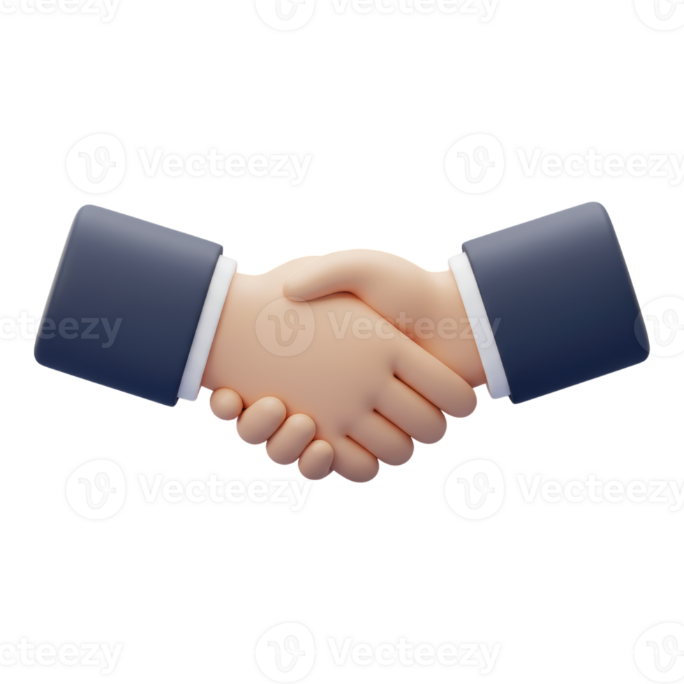 Professional 3D Handshake Agreement Business Deal Transparent Background png