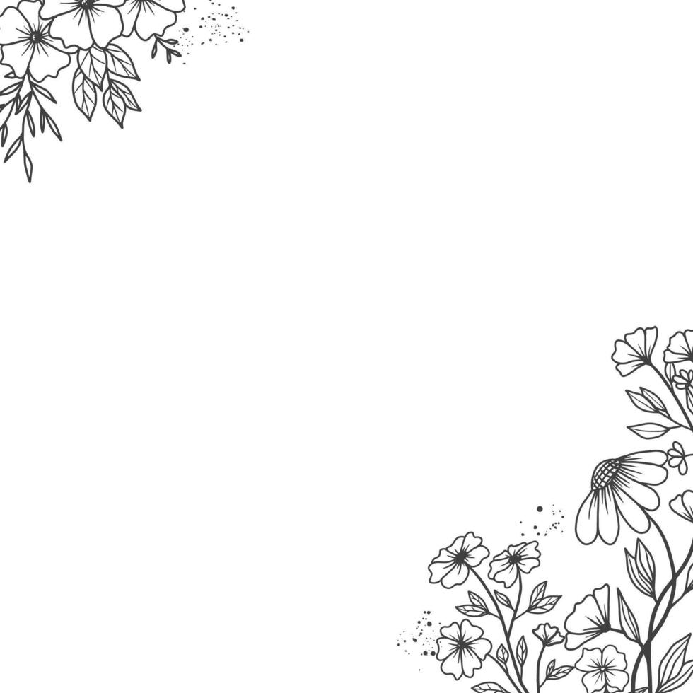Rustic Floral corner on white background vector