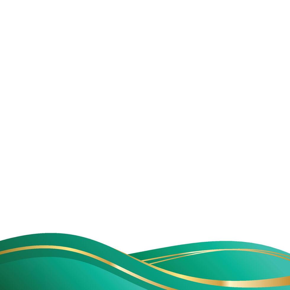 Emerald and Gold Abstract Waves Corner vector