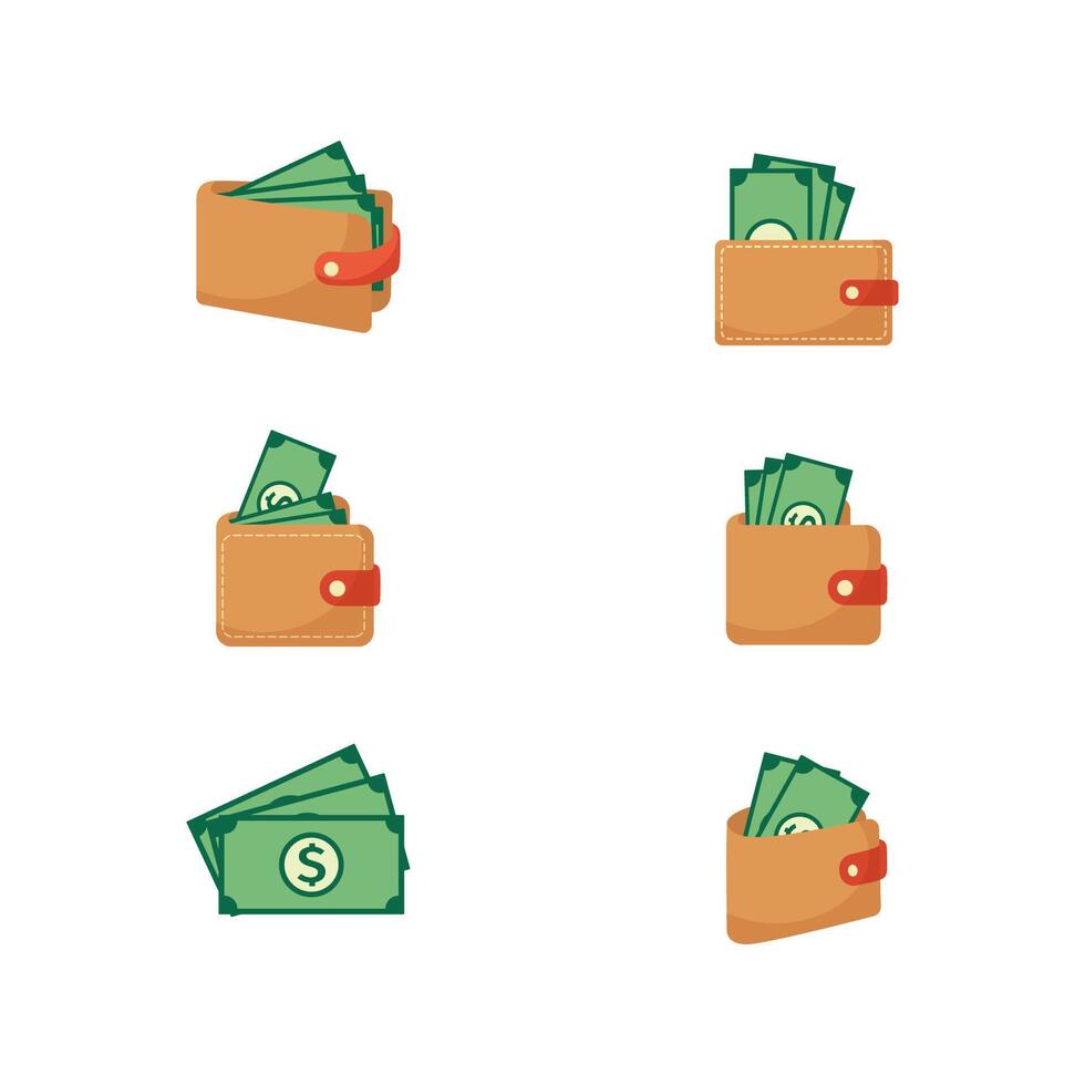 Digital Illustration of Wallets and Green Banknotes for Financial Concepts vector