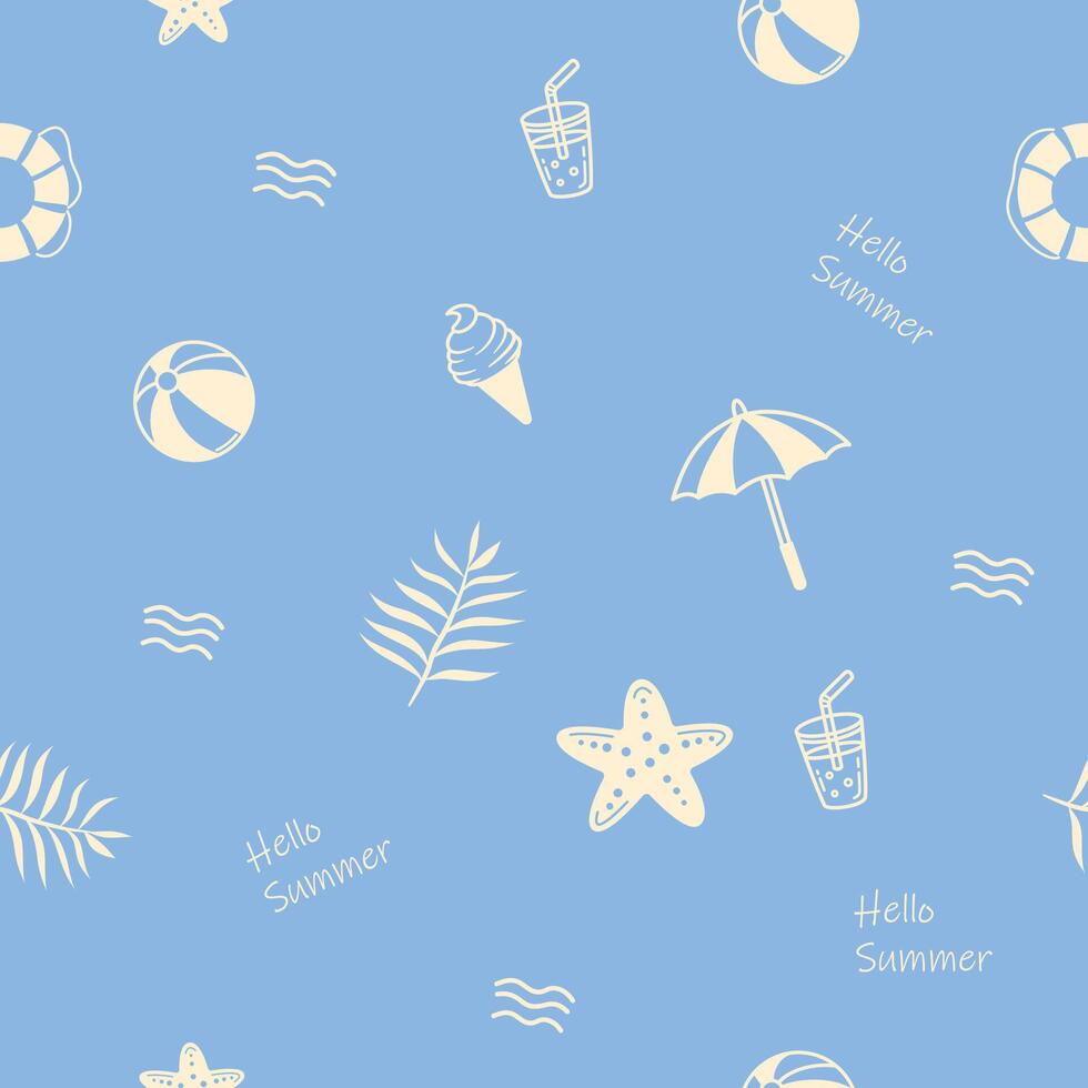 Light Blue Pattern Featuring Summer Beach Holiday Symbol vector