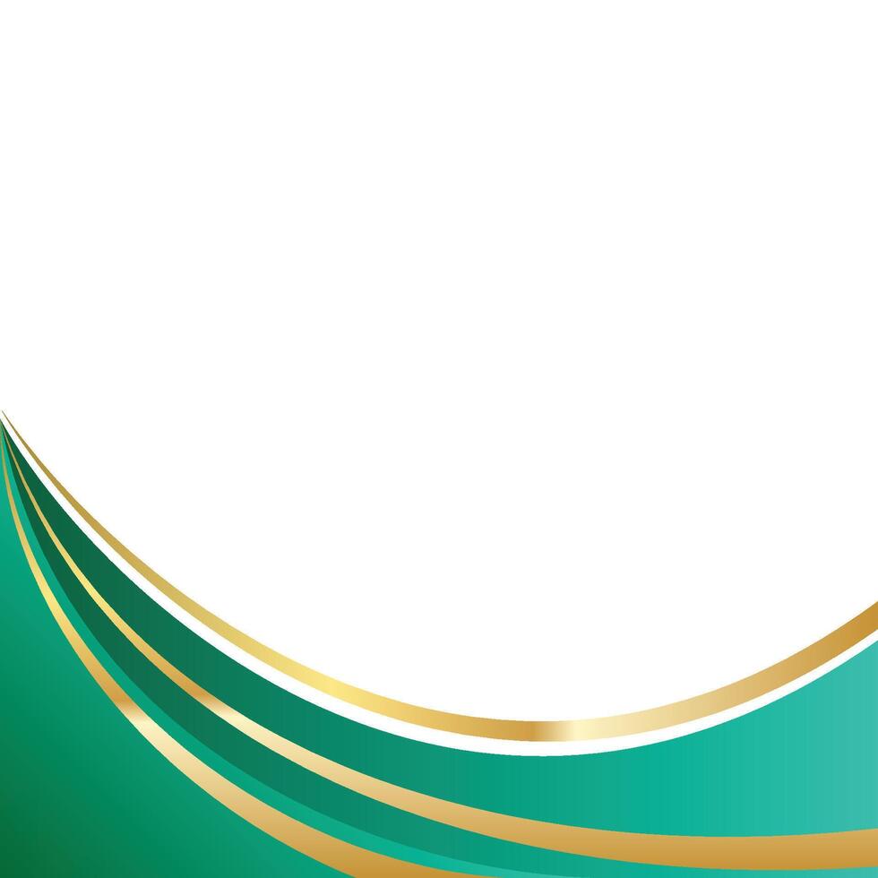 Emerald and Gold Abstract Curve Corner Border vector