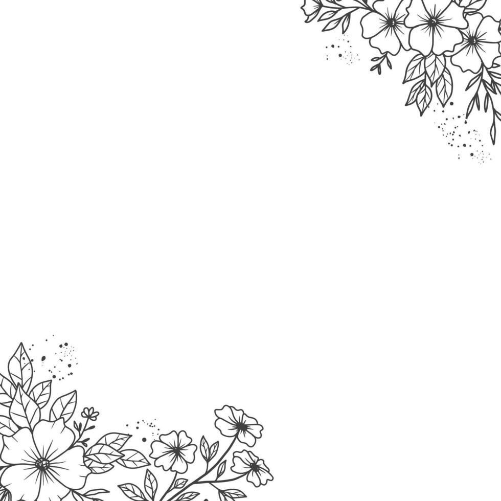 White background with rustic floral corner vector