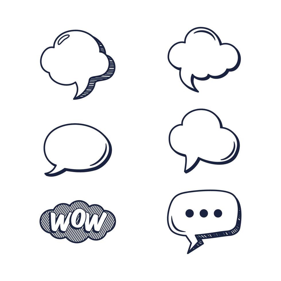 Simple Doodle Speech Bubble Illustration Set vector