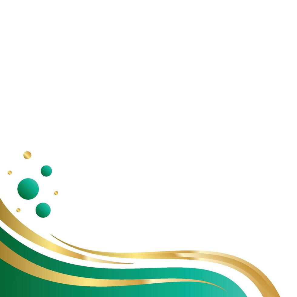 Emerald and Gold Abstract Waves Corner Border vector