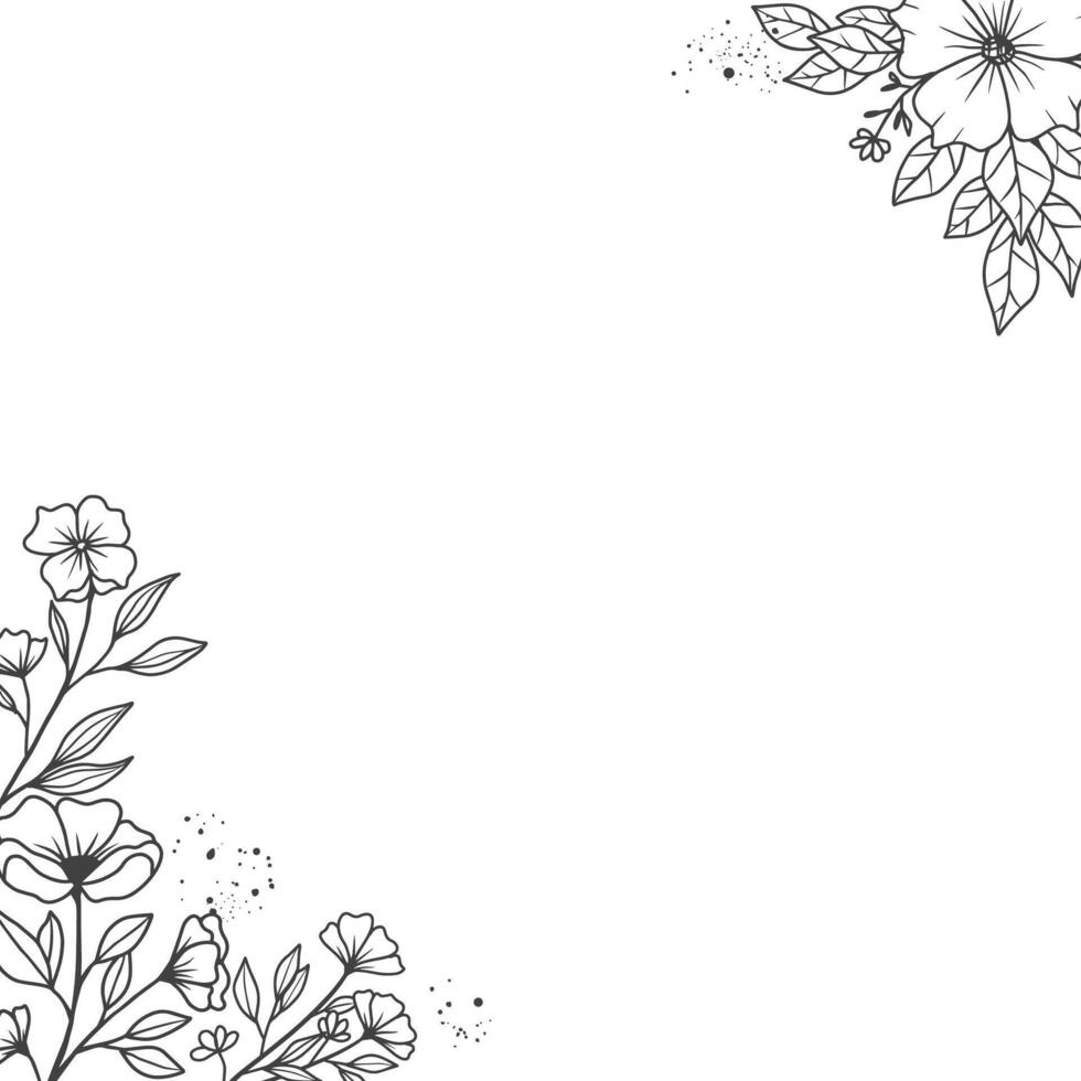 Hand drawn Floral corner on white background vector
