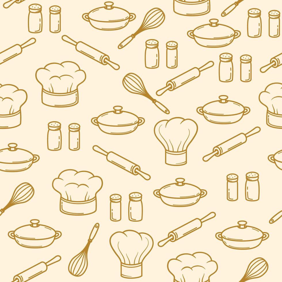 Kitchen Utensils Seamless Pattern Background vector