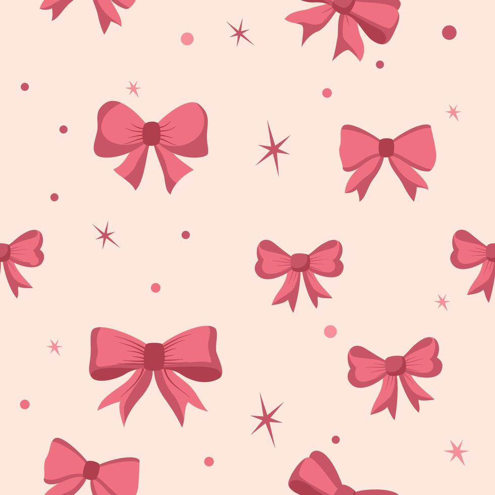 Seamless Pattern of Pink Bows Pastel Background vector