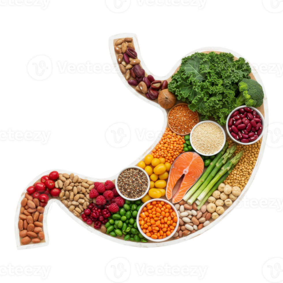 Nutritious Diet in Stomach Shape Transparent Background png