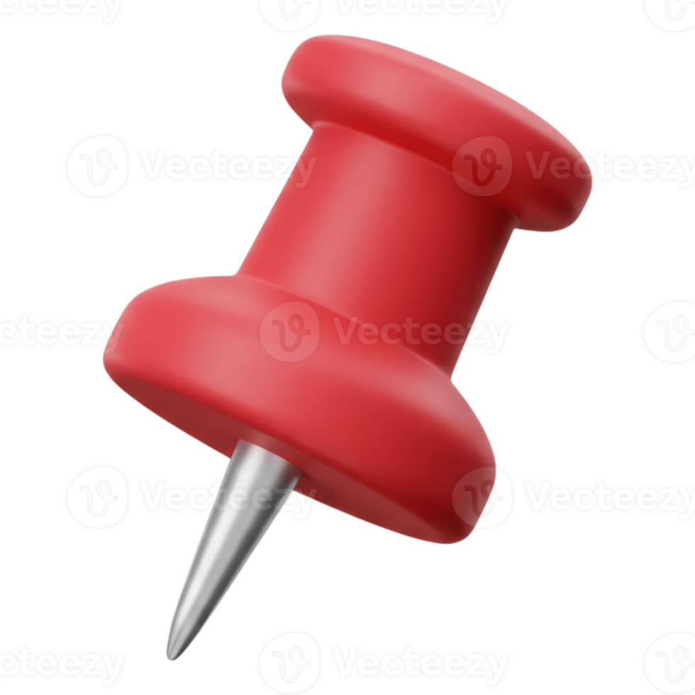 3D Red Push Pin with Transparent Background png