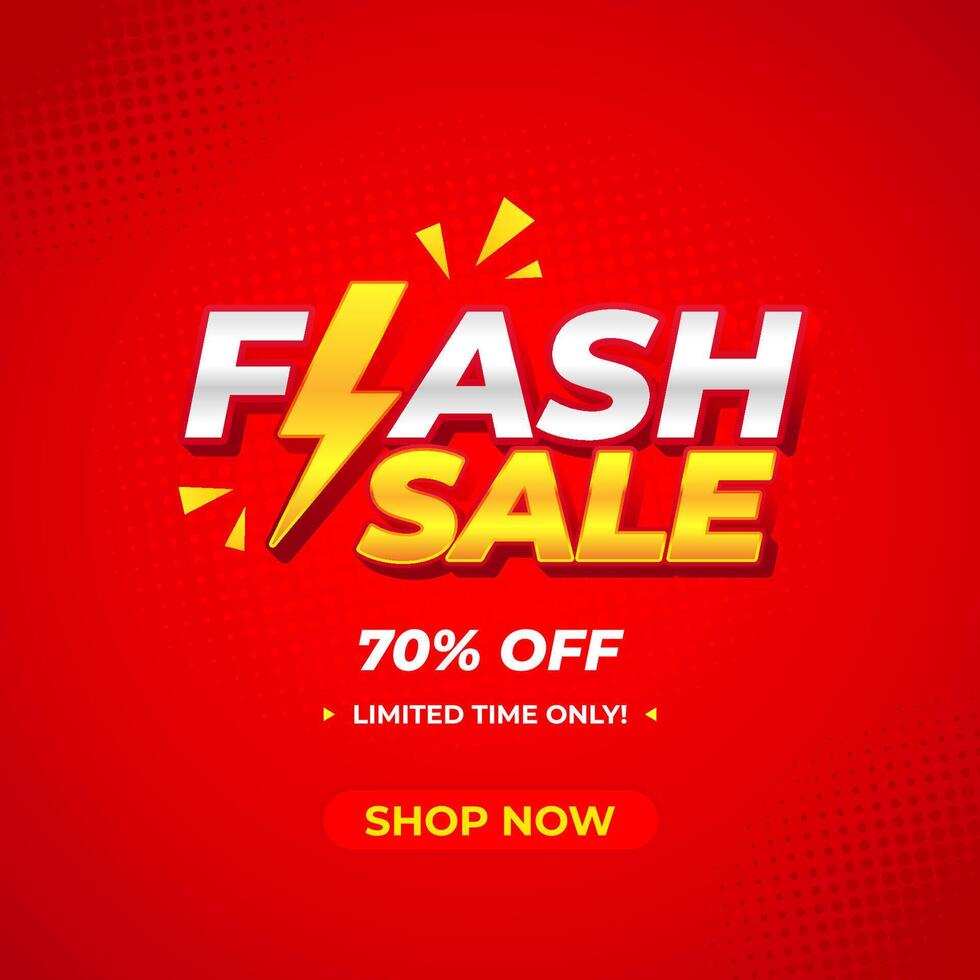 Red and yellow flash sale banner template vector
