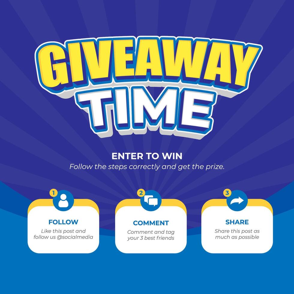 Blue giveaway time banner template for social media contest event vector