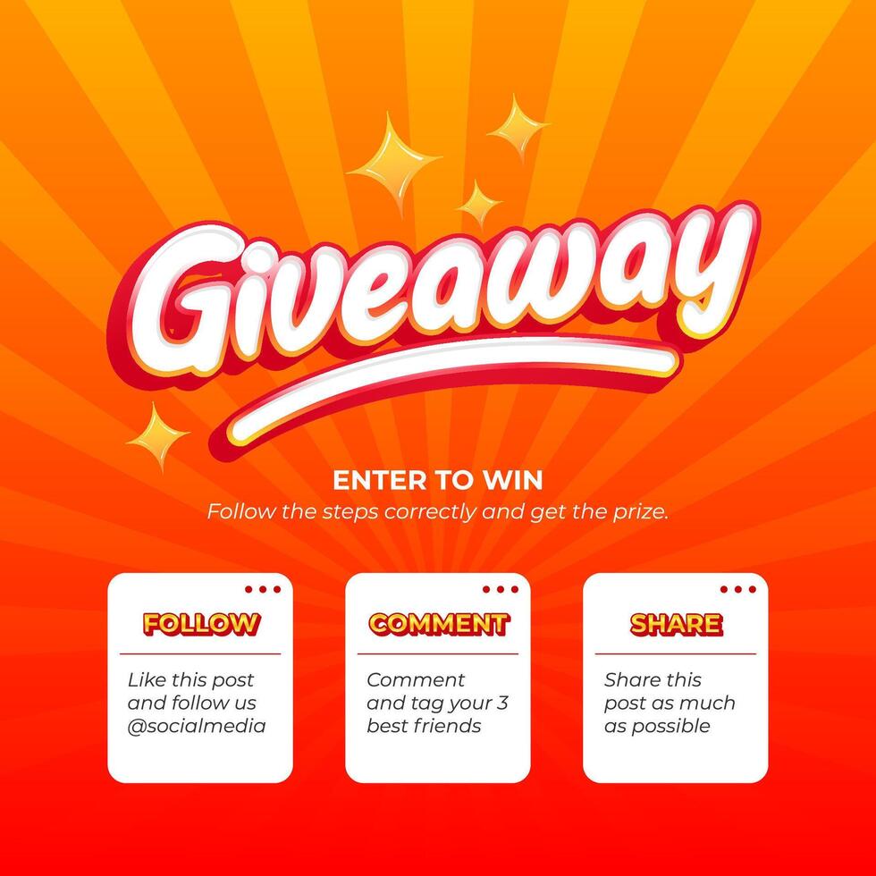 Giveaway contest event banner template in orange color vector