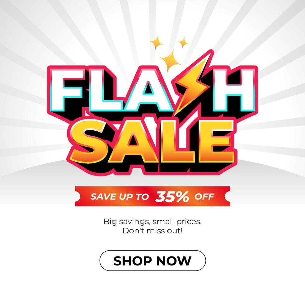 Stylish flash sale banner template announcing discounts and savings, encouraging shopping vector