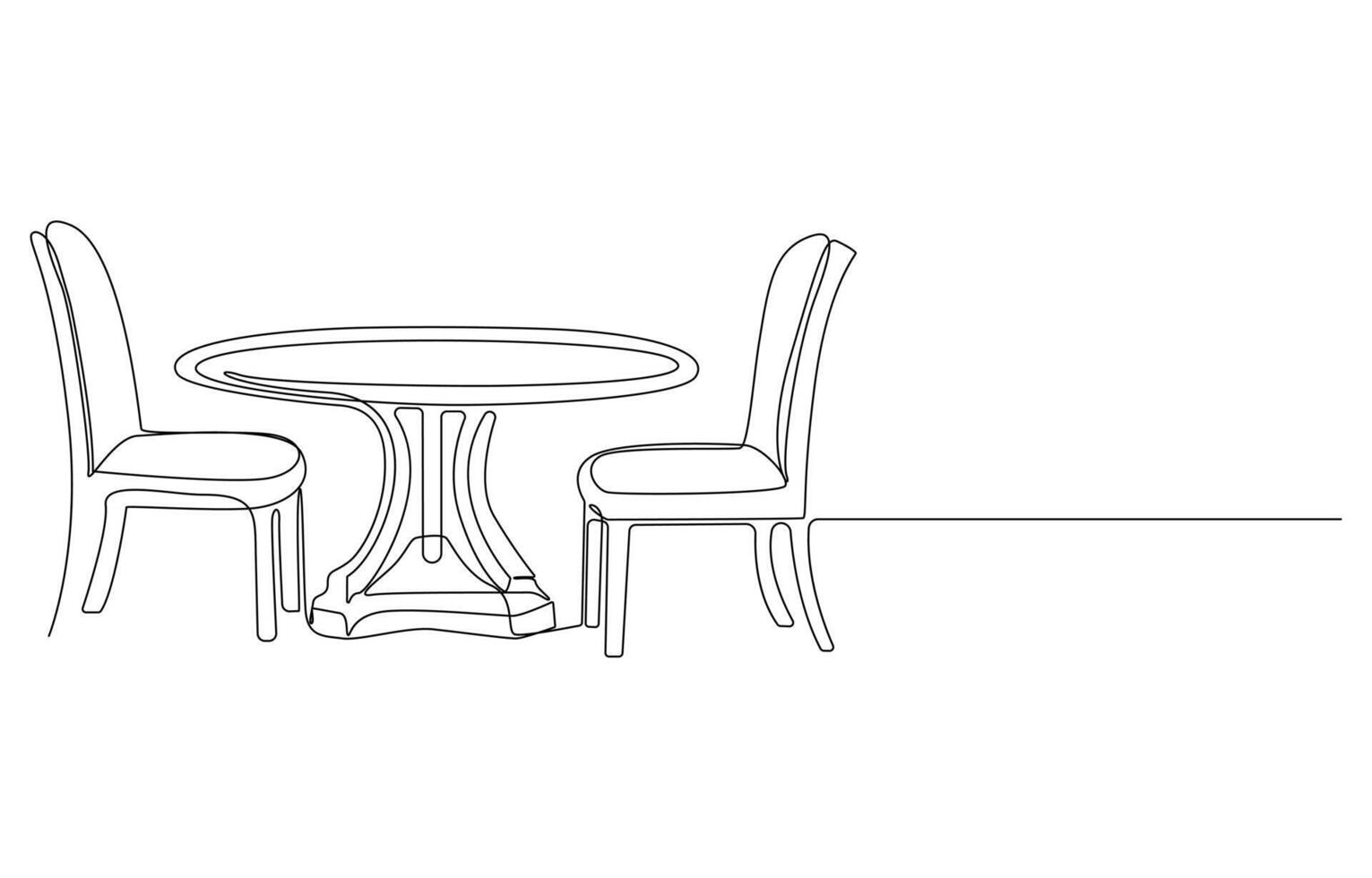 Minimalist Line Drawing of a Table and Chairs, Cafe Table and Chairs Single Line Drawing vector
