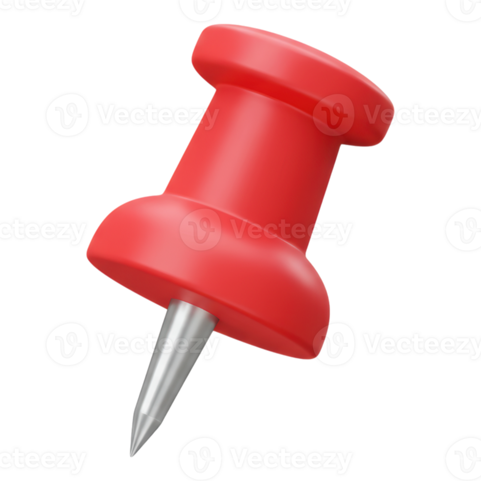 Vibrant 3D Red Push Pin with Transparent Background for Office and Map Use png