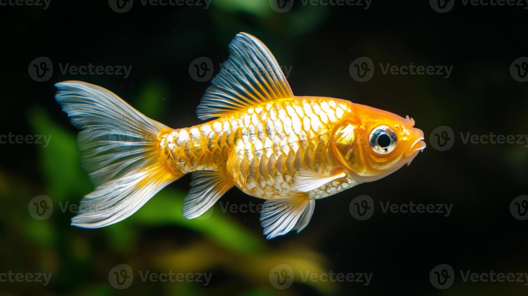 Golden fish in aquarium photo