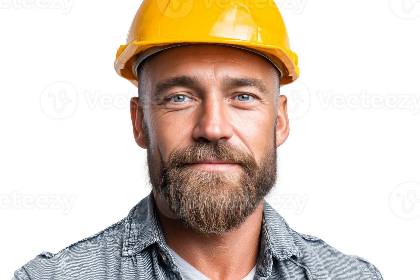 Confident worker in hardhat ready for construction challenges on transparent background png