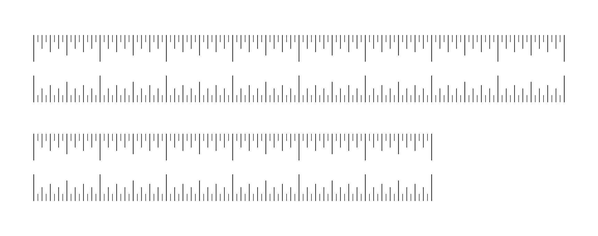 Measuring chart with 8, 6 inches. Ruler scales set. Sewing tool. Length measurement math, distance, height ruler patterns. vector