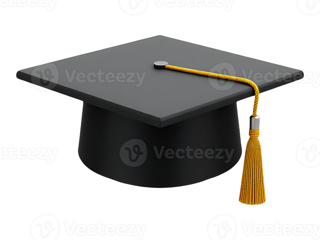 Black Graduation Cap with Gold Tassel png