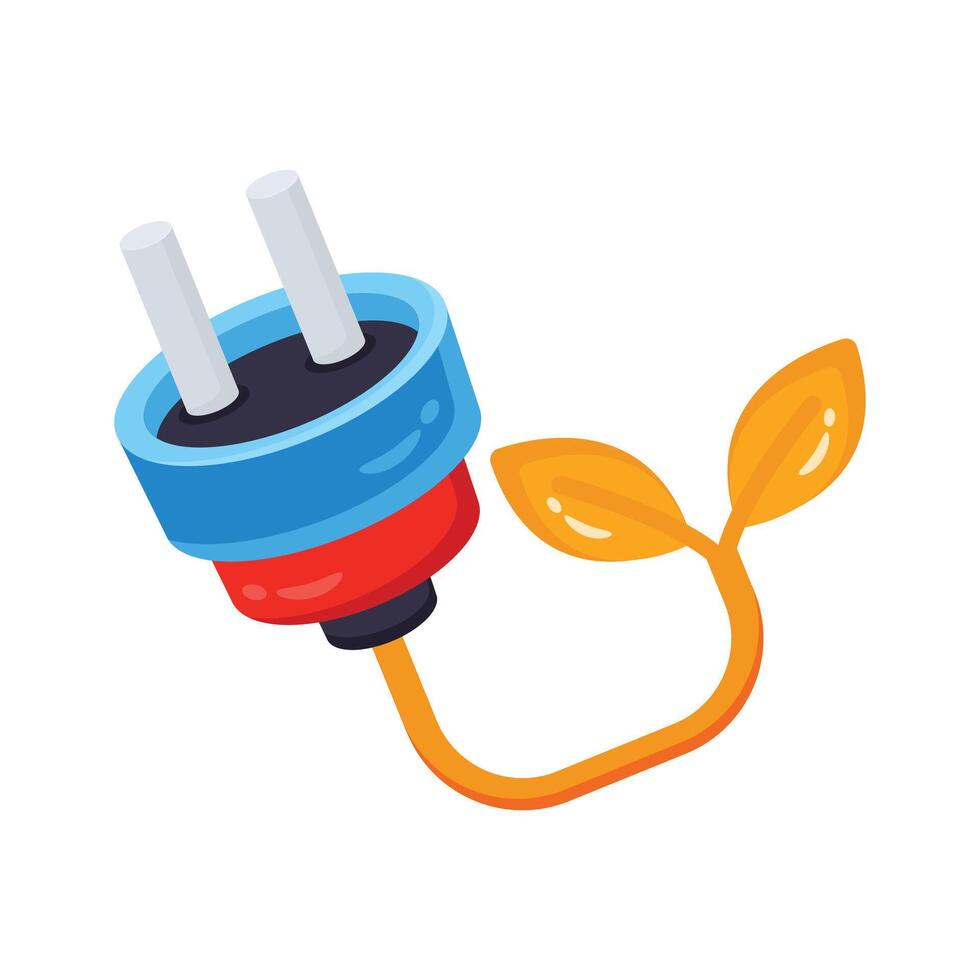 A visually appealing 2d icon of eco power plug vector