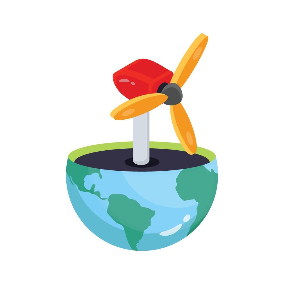 A trendy 2d icon visualizing wind turbine energy vector