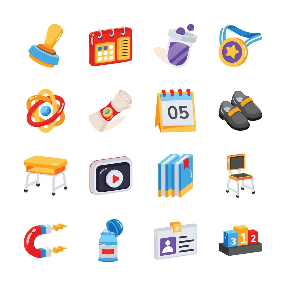 Trendy Collection Showing Schooling and Study 2d Icons vector