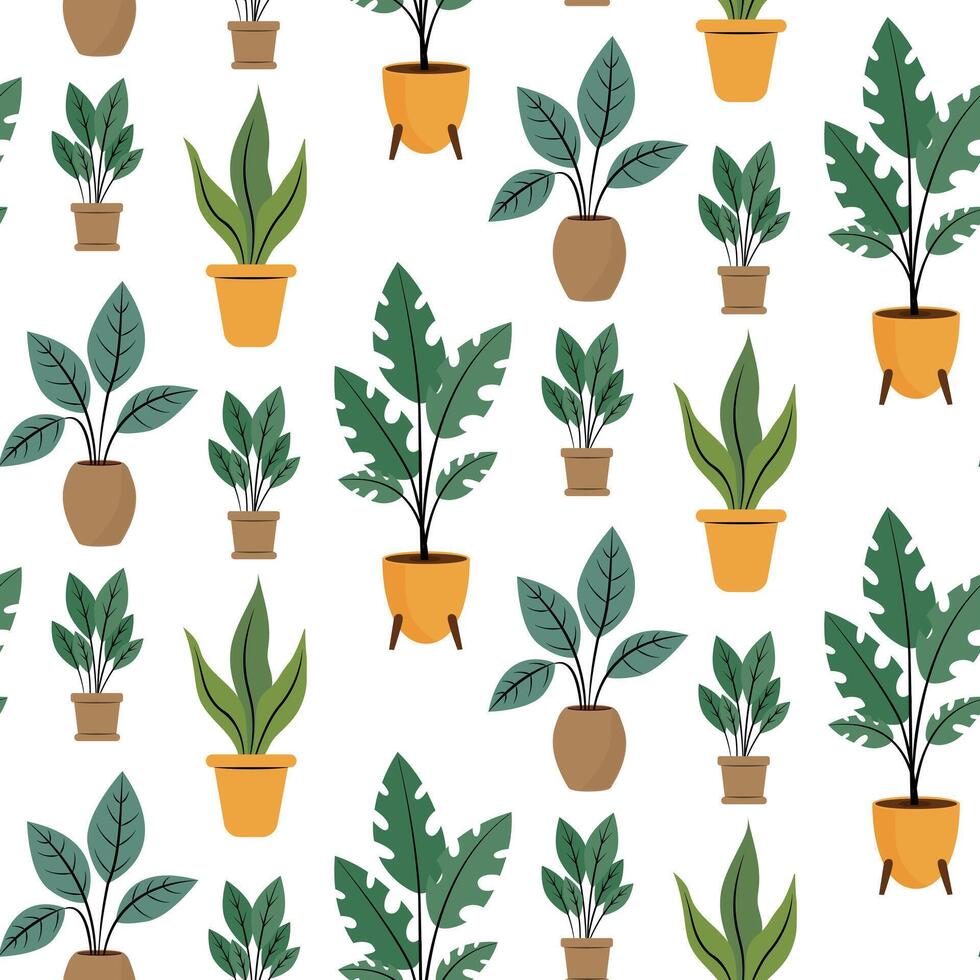 A Stylish Pattern of Indoor Plants, Perfect for Enhancing Modern Decor and Living Spaces vector