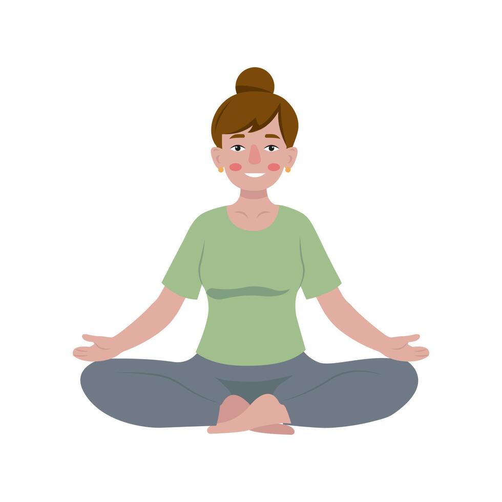 A Woman Meditating Peacefully in a Calm and Serene Natural Setting, Reflecting Inner Balance vector