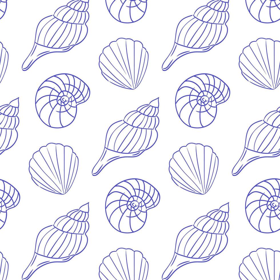 Nautical pattern featuring various seashell designs for summer decor projects vector