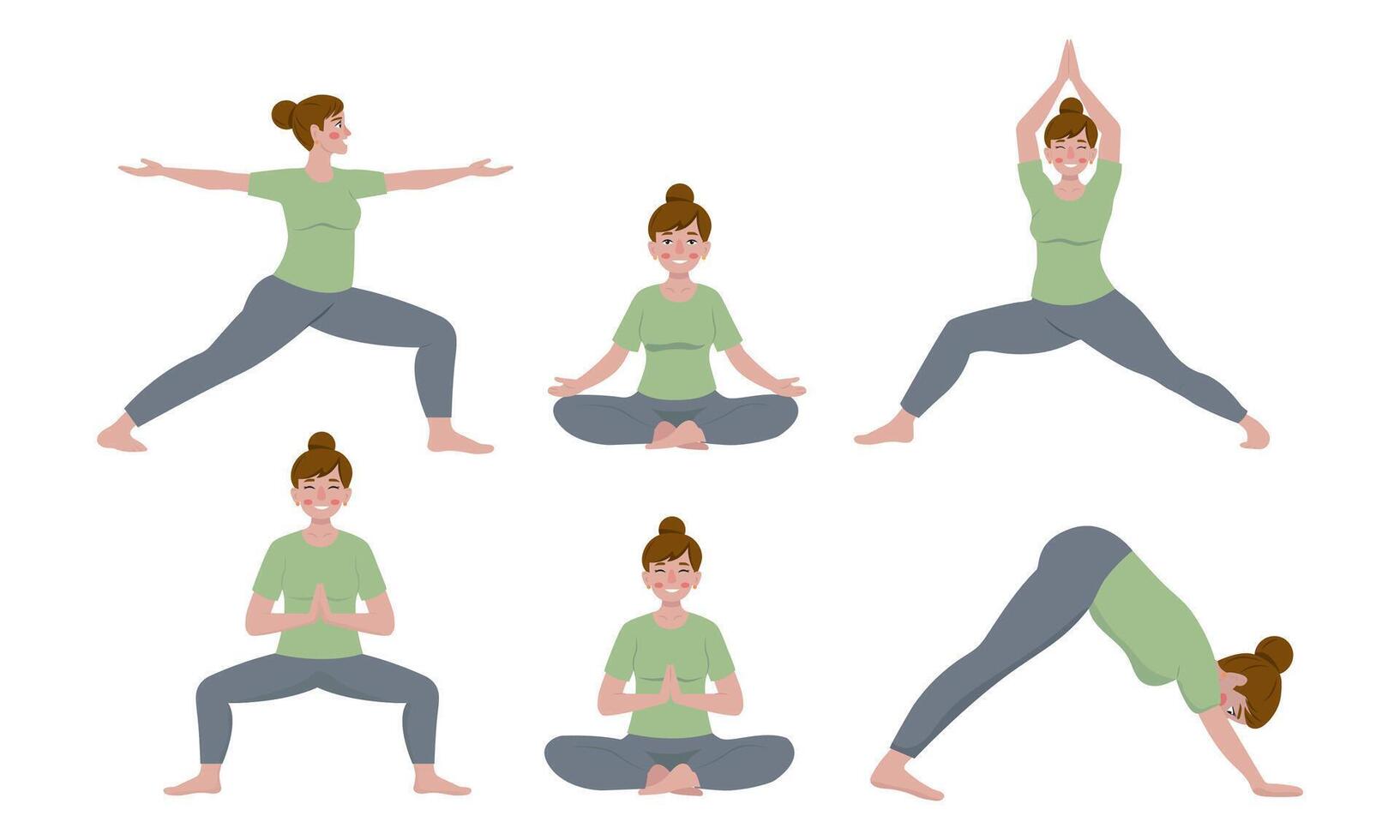 A woman does a yoga set. Active lifestyle, relaxation, health. illustration on a white background. vector