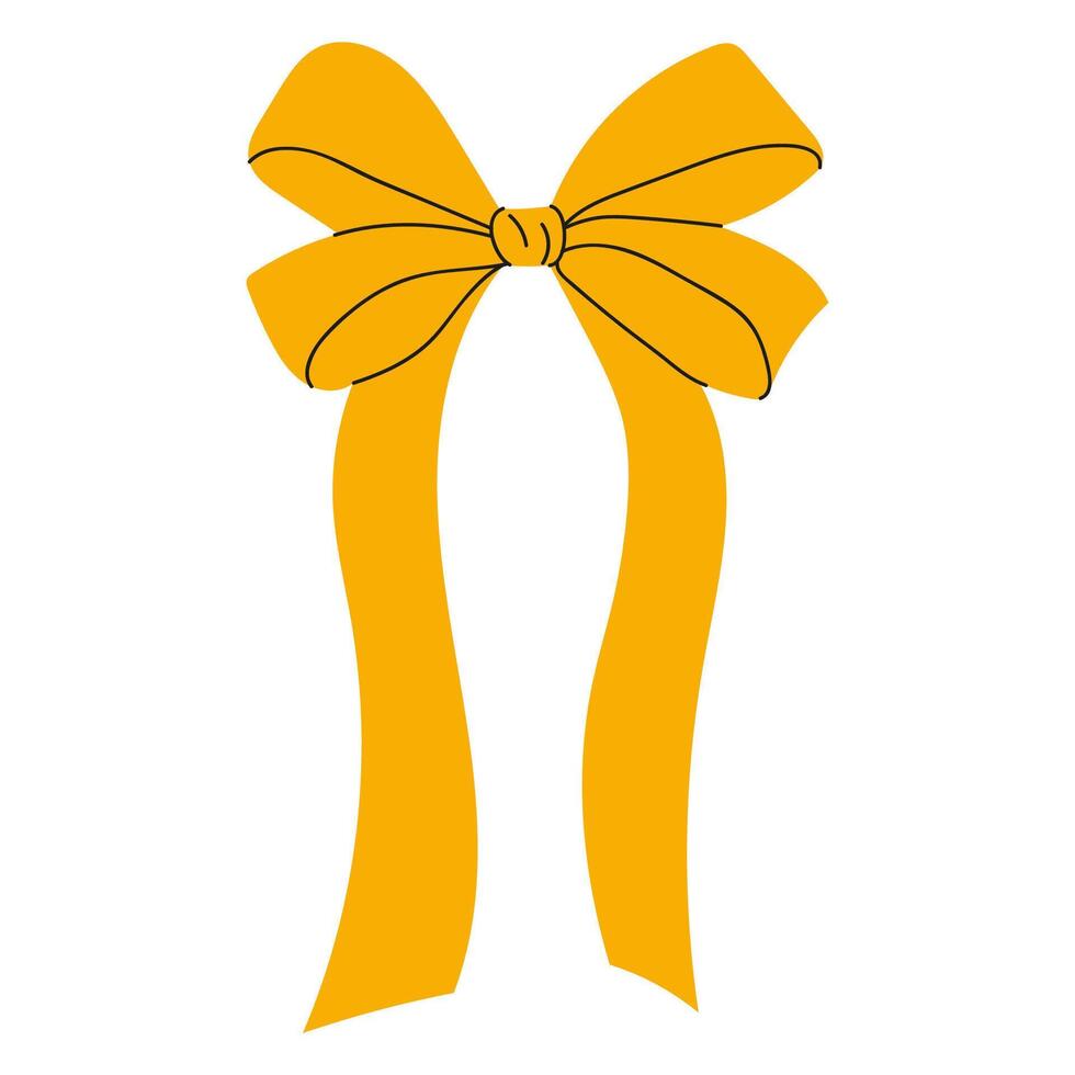 Bright yellow bow decoration with long flowing ribbons suitable for gifts and celebrations vector