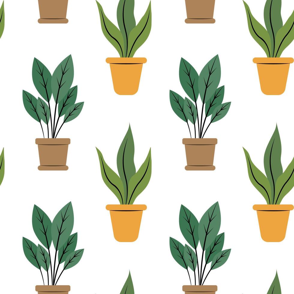 A Trendy and Stylish Pattern of Potted Plants for Enhancing Modern Interior Spaces and Designs vector