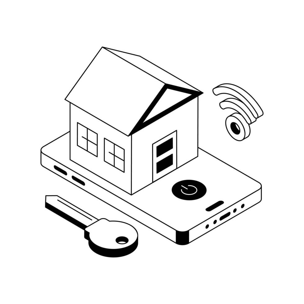 A modern isometric style icon of property app. vector